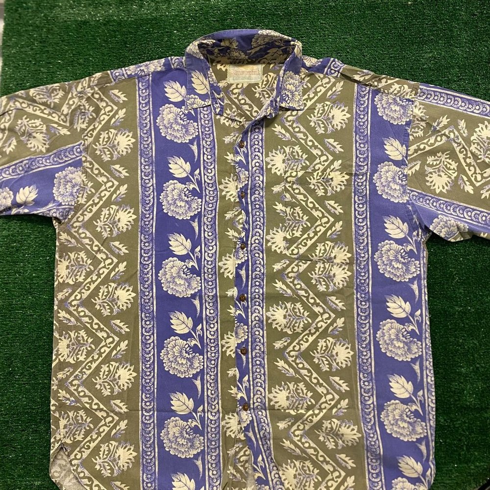 Striped Floral Vintage Flowers Print Aloha Hawaiian Shirt